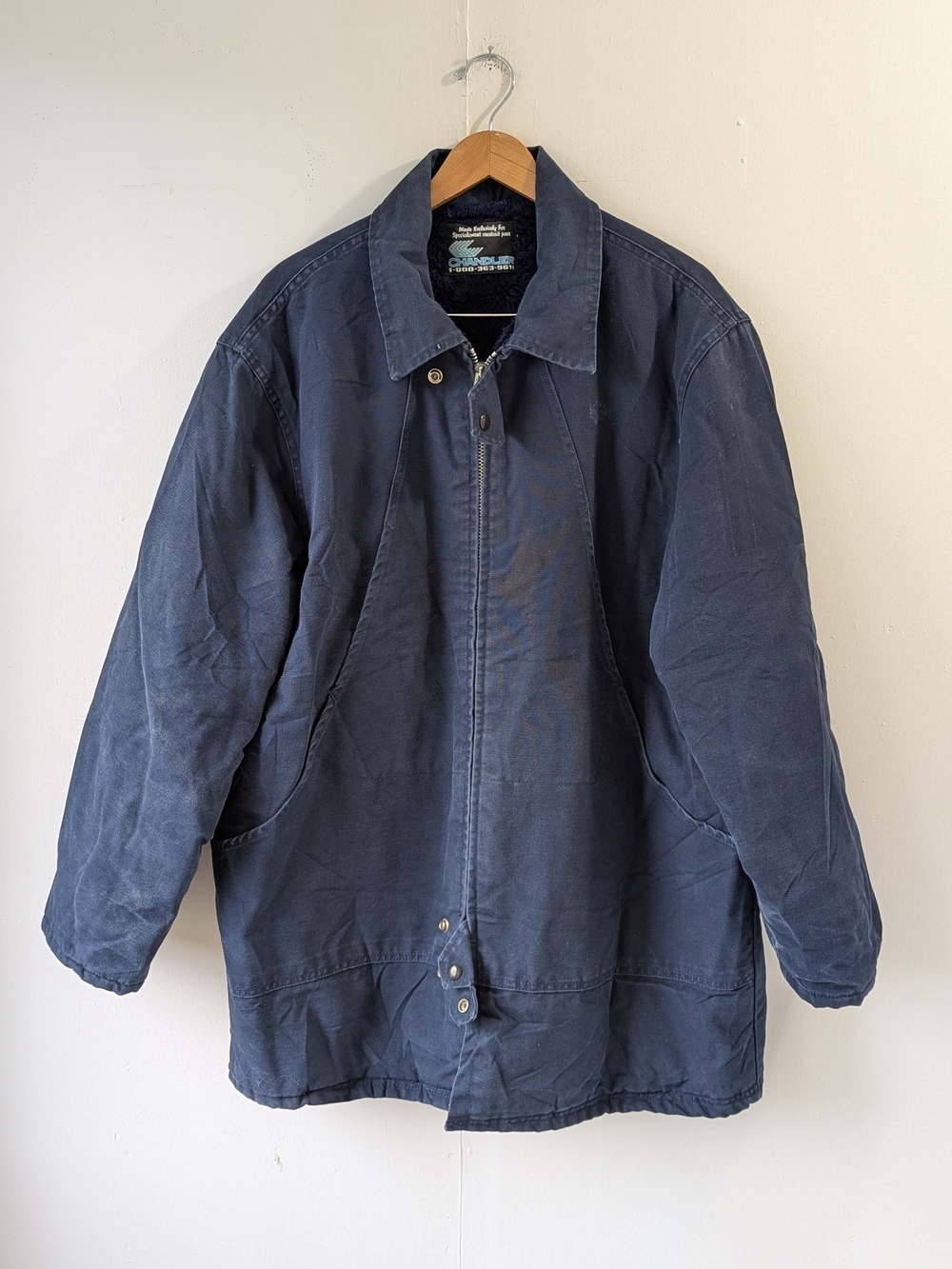 Vintage Chandler Insulated Work Jacket Canvas Coat Made in Canada Blue Size XXL